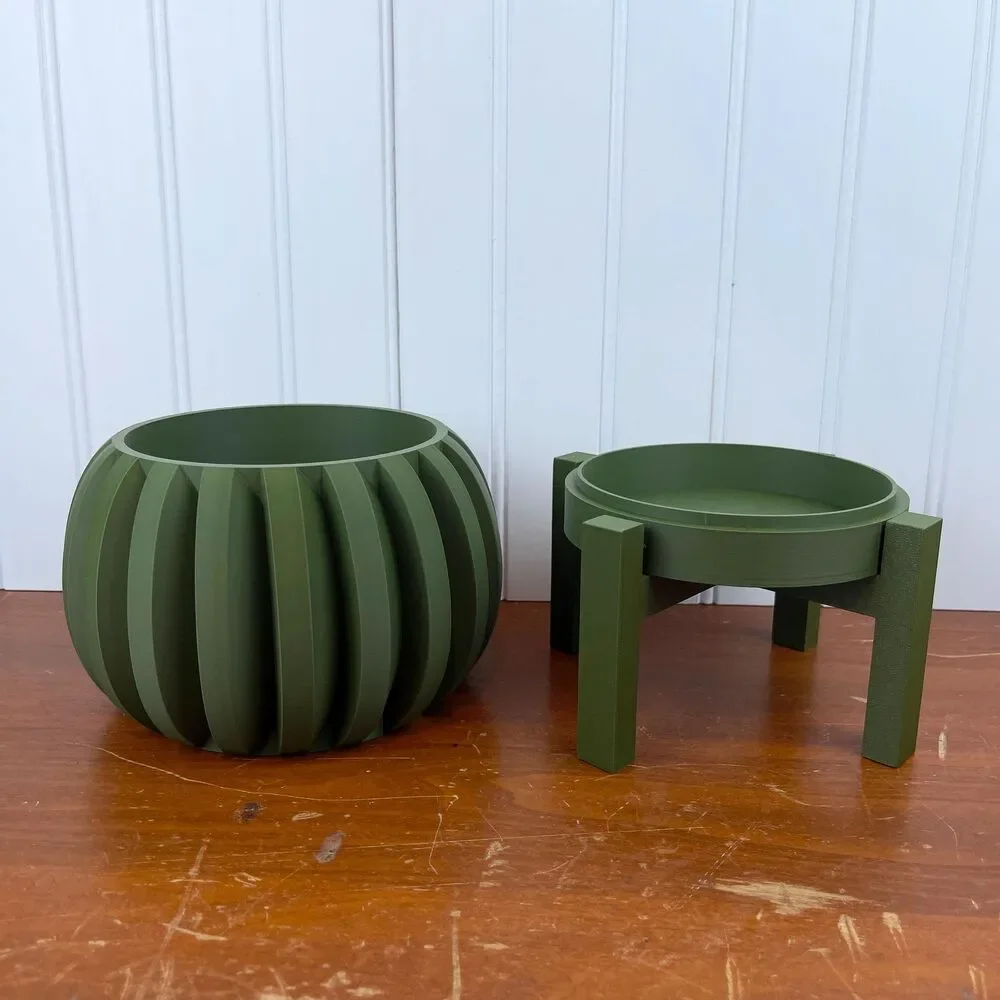 Jone Planter Pot, Indoor Planter w/ Drainage Hole and Drip Tray